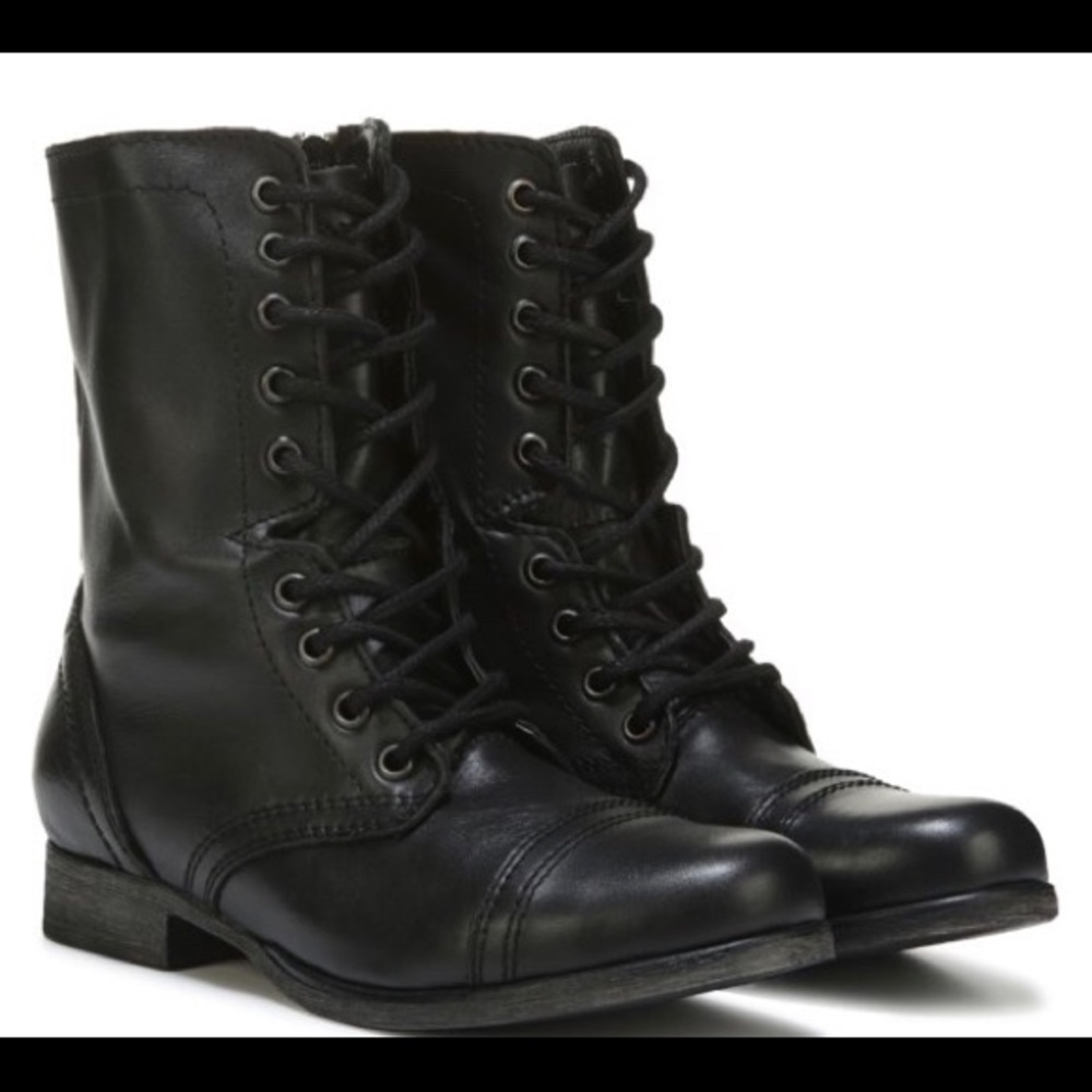 Steve Madden Troopa black leather combat boots